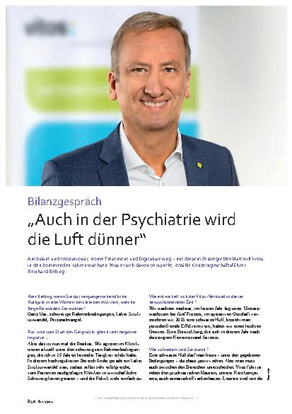 Vorschauseite 1: „Auch in der Psychiatrie wird die Luft dünner.“