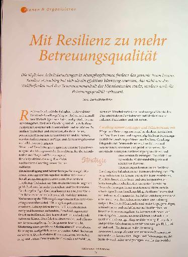 Vorschauseite 1: Mit Resilienz zu mehr Betreuungsqualität