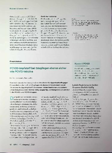 Vorschauseite 1: PCV20-lmpfstoff bei Säuglingen ebenso sicher wie PCV13-Vakzine
