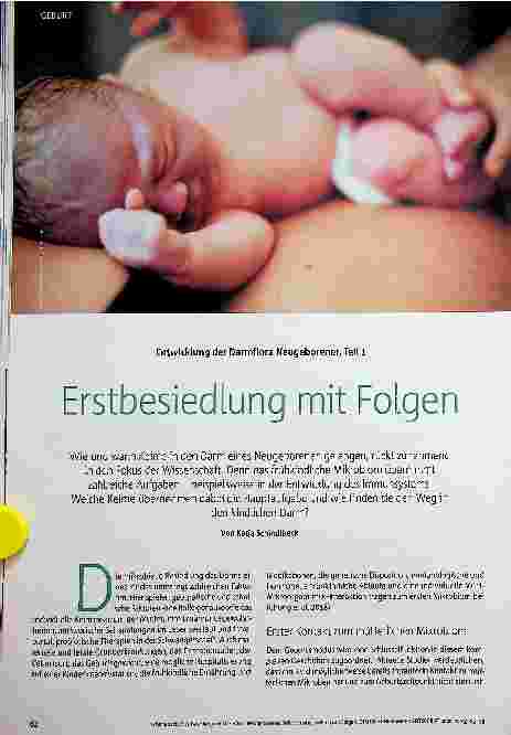 Vorschauseite 1: Entwicklung der Darmflora Neugeborener, Teil 1: Erstbesiedlung mit Folgen