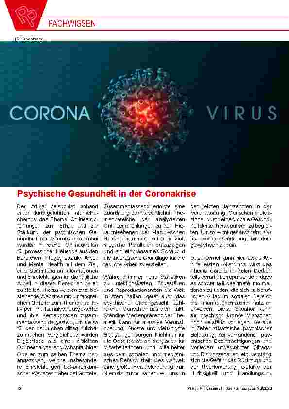 Vorschauseite 1: Psychische Gesundheit in der Coronakrise