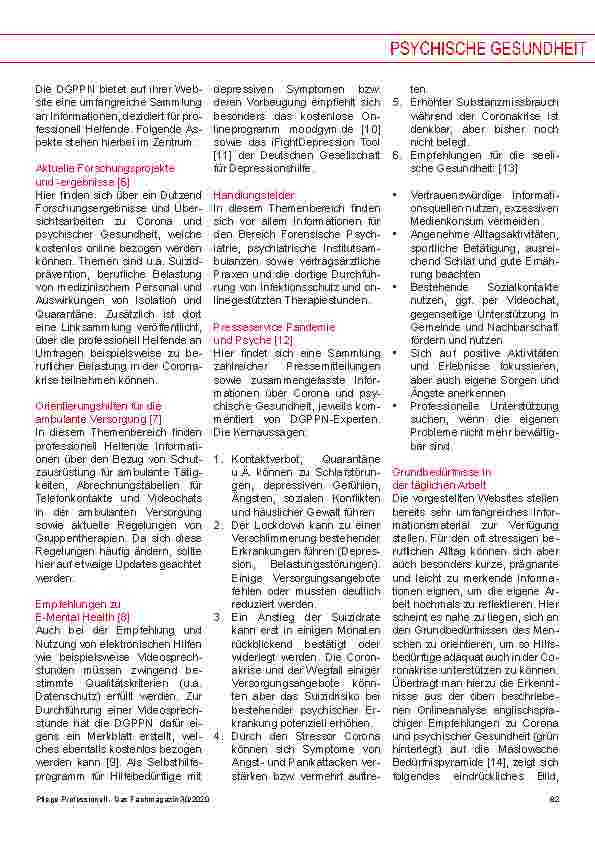 Vorschauseite 4: Psychische Gesundheit in der Coronakrise