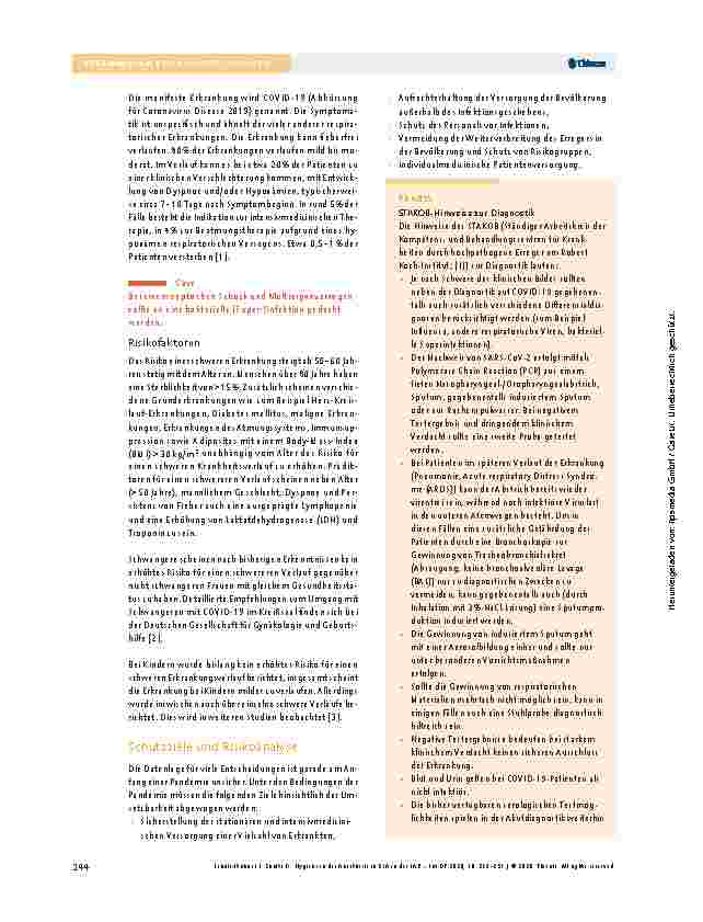 Vorschauseite 2: Hygiene in der Anästhesie in Zeiten der SARS-CoV-2-Pandemie