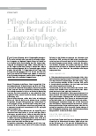 Vorschauseite 1: Pflegefachassistenz – Ein Beruf für die Langzeitpflege. Ein Erfahrungsbericht