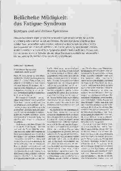 Vorschauseite 1: Belächelte Müdigkeit: das Fatigue-Syndrom. Sichtbare und unsichtbare Symptome.