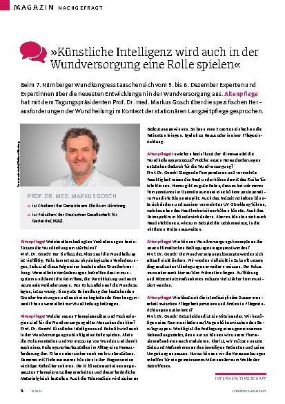 Vorschauseite 1: "Künstliche Intelligenz wird auch in der Wundversorgung eine Rolle spielen."