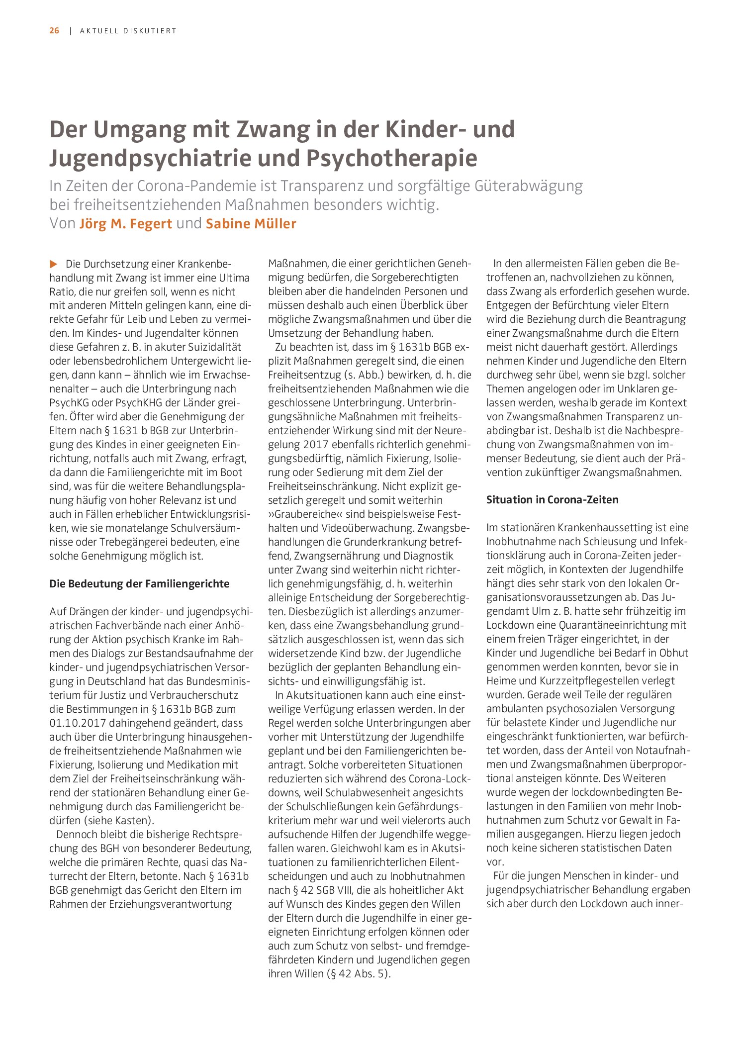 Vorschauseite 1: Der Umgang mit Zwang in der Kinder- und Jugendpsychiatrie und Psychotherapie