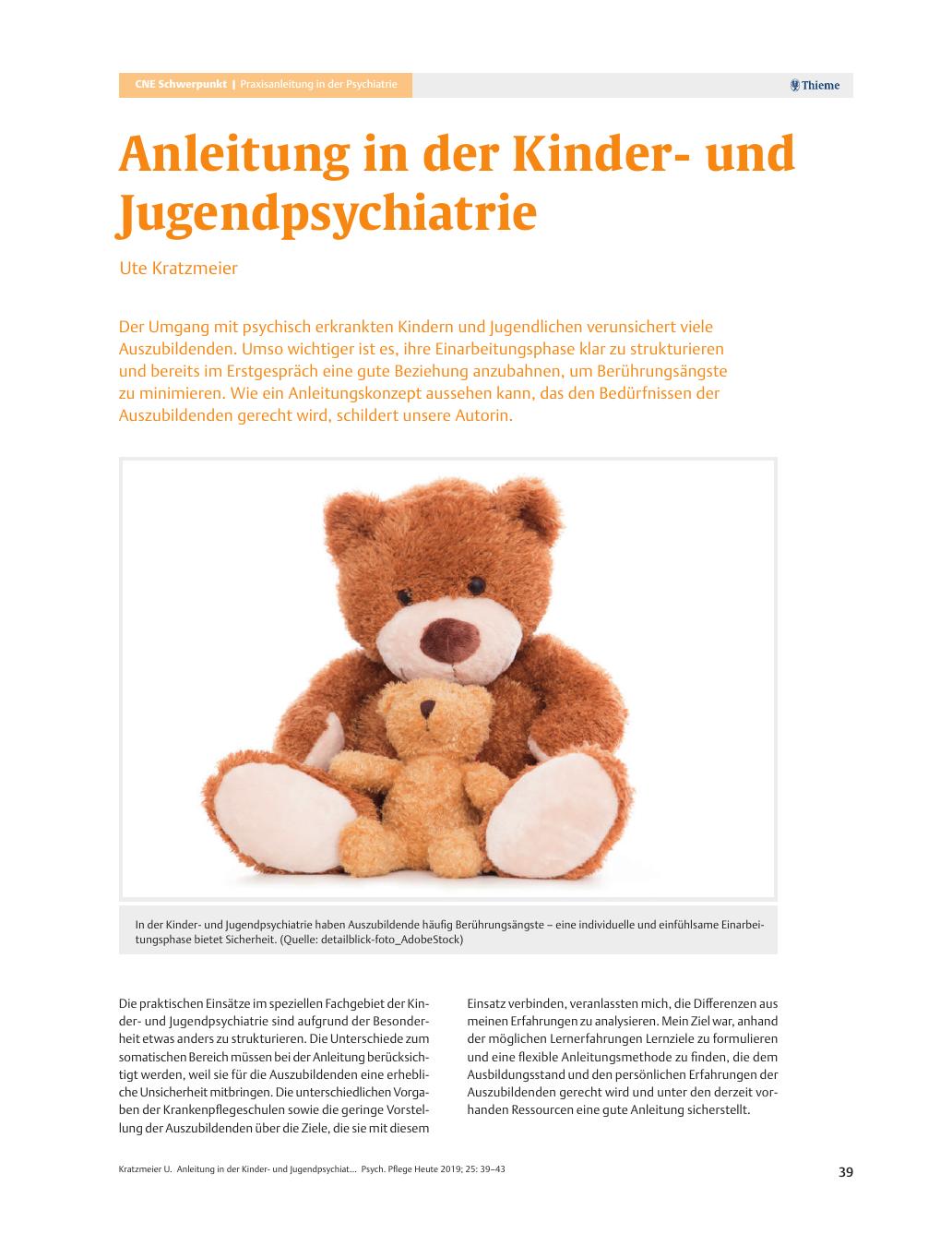 Vorschauseite 1: Anleitung in der Kinderund Jugendpsychiatrie