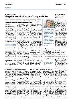 Vorschauseite 1: Pflegeheime nicht an den Pranger stellen.