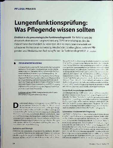 Vorschauseite 1: Lungenfunktionsprüfung: Was Pflegende wissen sollten