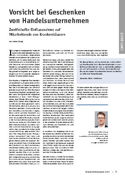 Vorschauseite 1: Vorsicht bei Geschenken von Handelsunternehmen