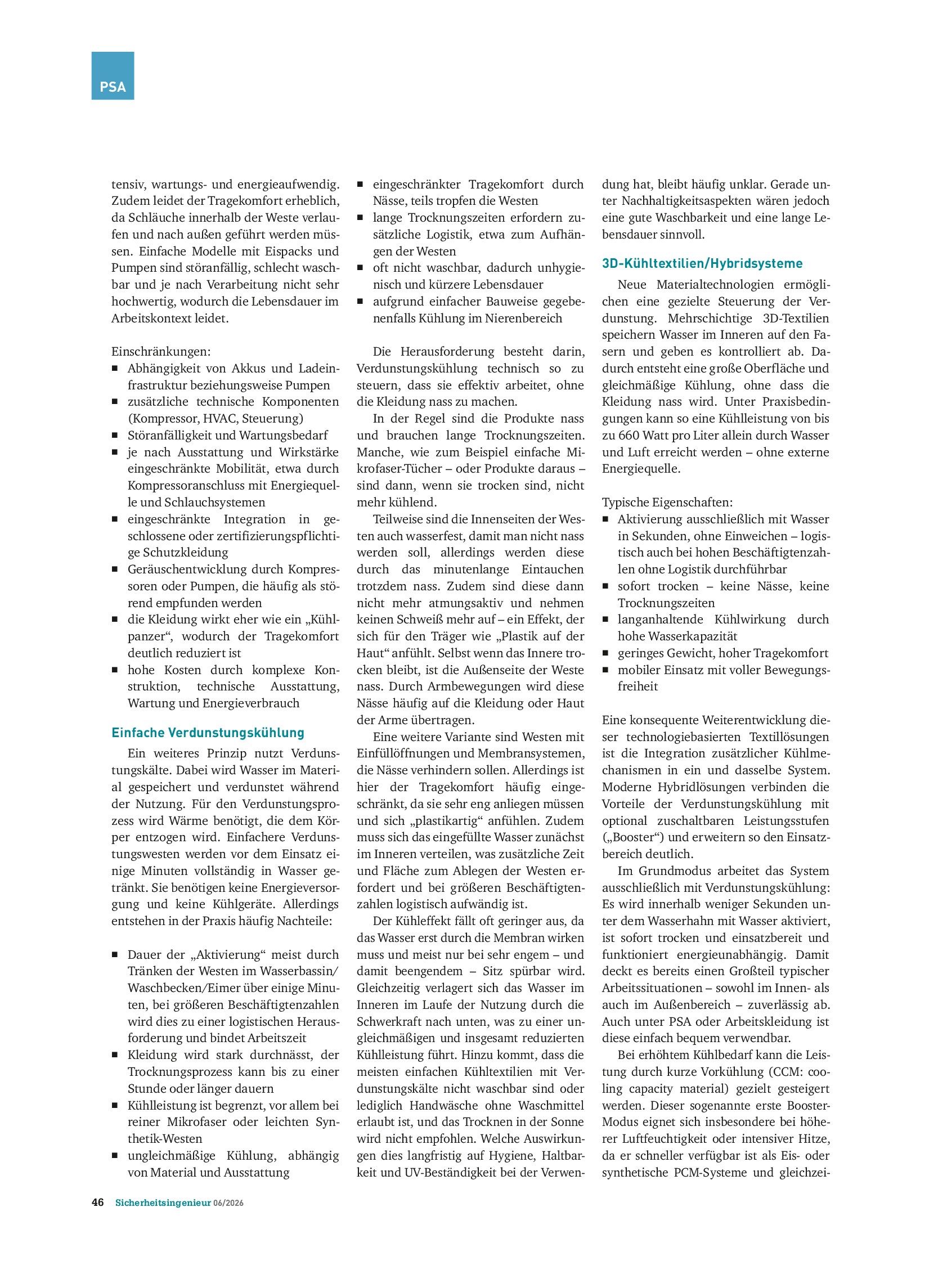 Vorschauseite 3: PSA-Technologien gegen Hitzebelastung – Kühlkleidung im Überblick