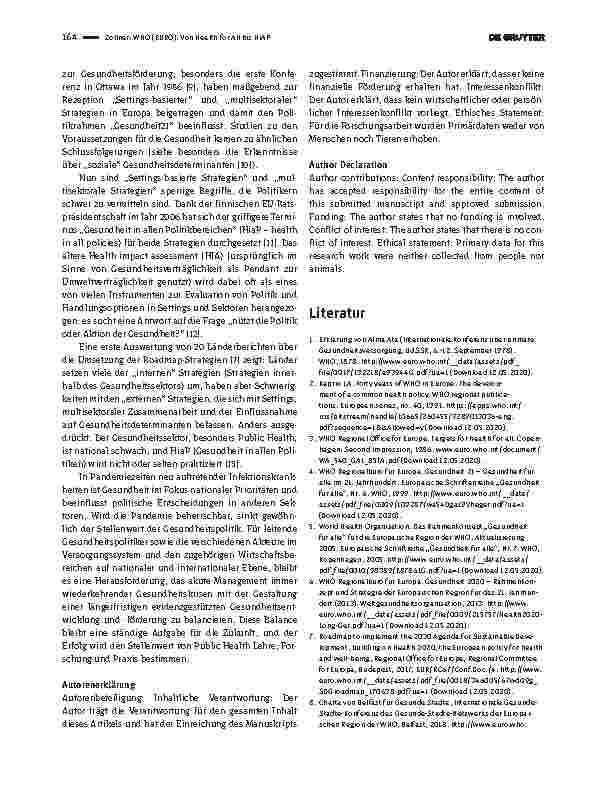 Vorschauseite 2: WHO (EURO): Von Health for All bis HiAP