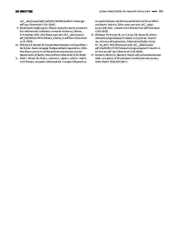 Vorschauseite 3: WHO (EURO): Von Health for All bis HiAP
