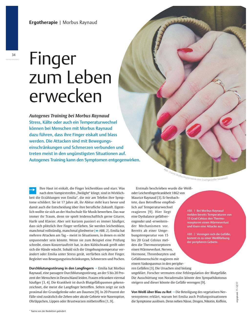 Vorschauseite 1: Autogenes Training bei Morbus Raynaud ? Finger zum Leben erwecken
