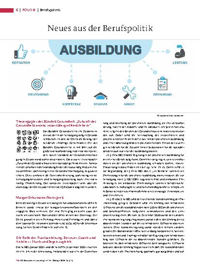 Vorschauseite 1: Neues aus der Berufspolitik Ausbildung