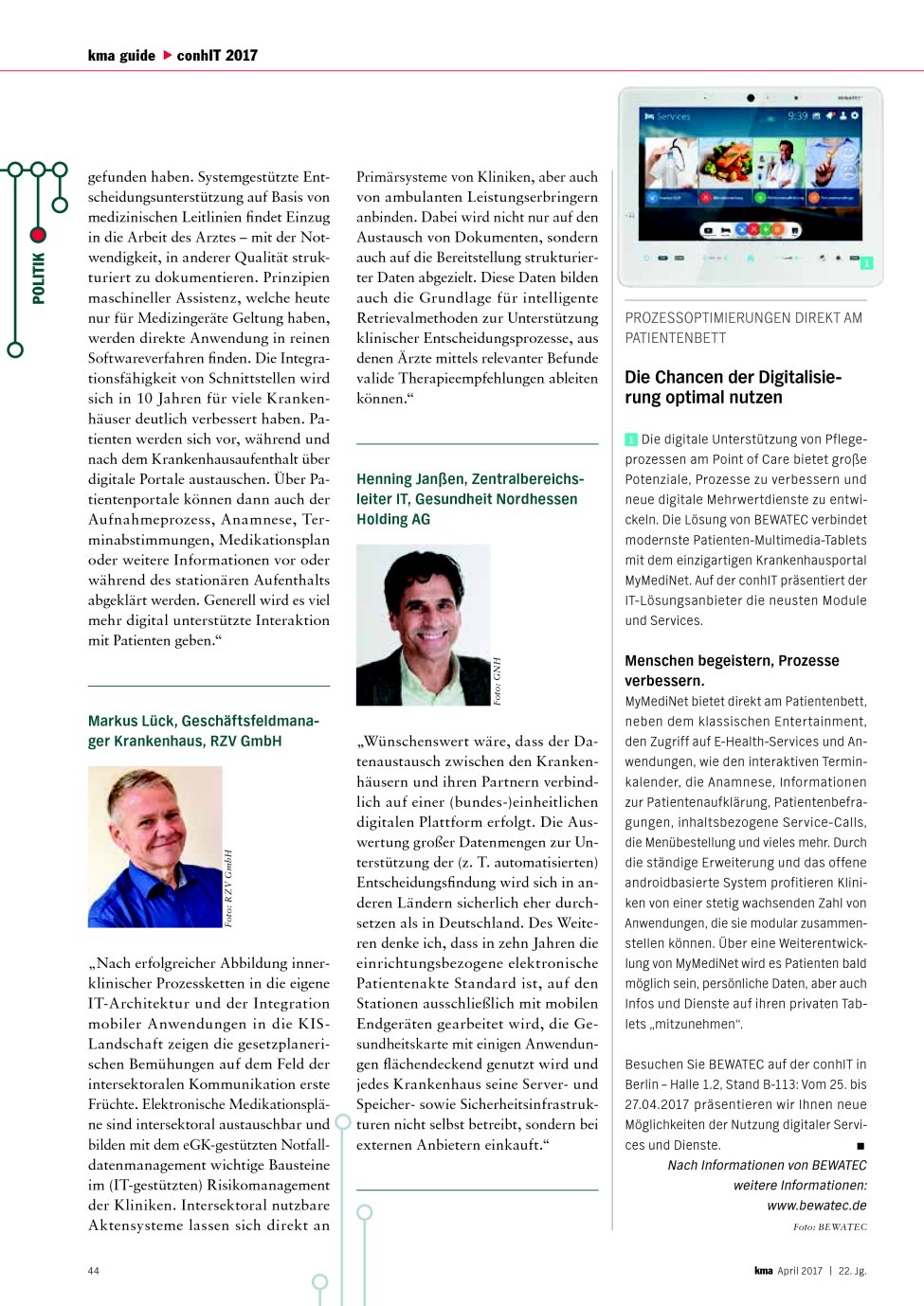 Vorschauseite 1: Prozessoptimierungen direkt am Patientenbett: Die Chancen der Digitalisierung optimal nutzen