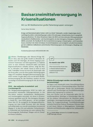 Vorschauseite 1: Basisarzneimittelversorgung in Krisensituationen Mit nur 80 Medikamenten große Patientengruppen versorgen