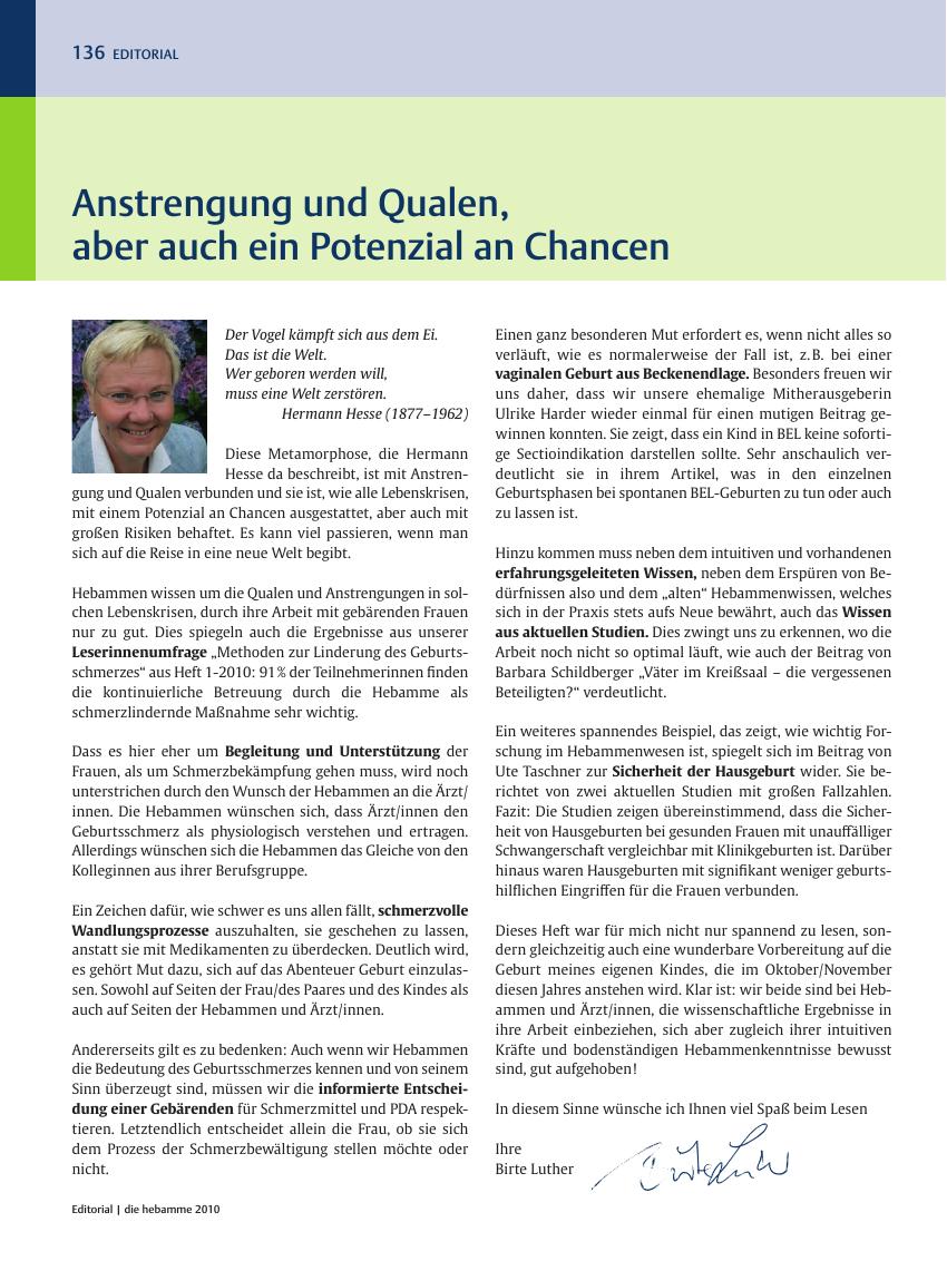 Vorschauseite 1: Anstrengung und Qualen, aber auch ein Potenzial an Chancen