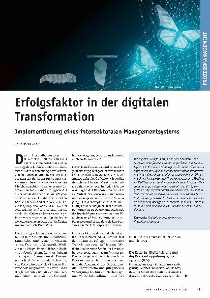 Vorschauseite 1: Erfolgsfaktor in der digitalen Transformation: Implementierung eines intersektoralen Managementsystems