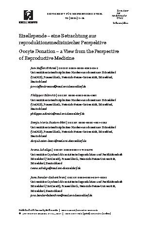 Vorschauseite 1: Eizellspende – eine Betrachtung aus reproduktionsmedizinischer Perspektive