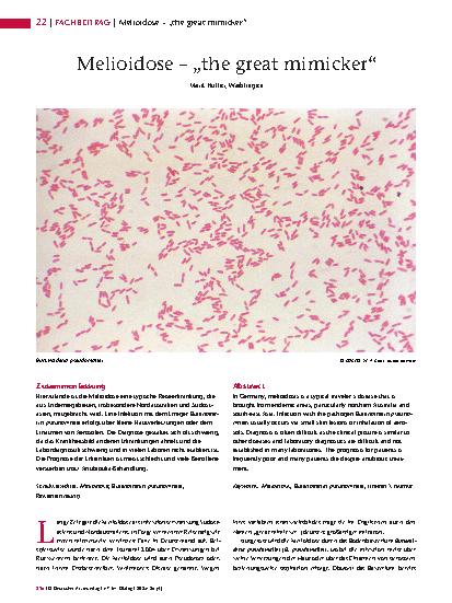 Vorschauseite 1: Melioidose – „the great mimicker“