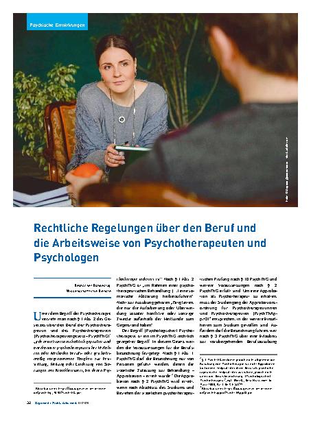 Vorschauseite 1: Rechtliche Regelungen über den Beruf und die Arbeitsweise von Psychotherapeuten und Psychologen