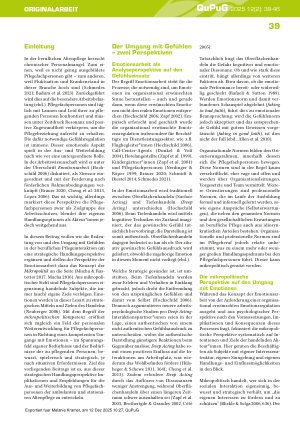 Vorschauseite 2: Gefühle in der beruflichen Pflege – zwischen Emotionsarbeit und Mikropolitik