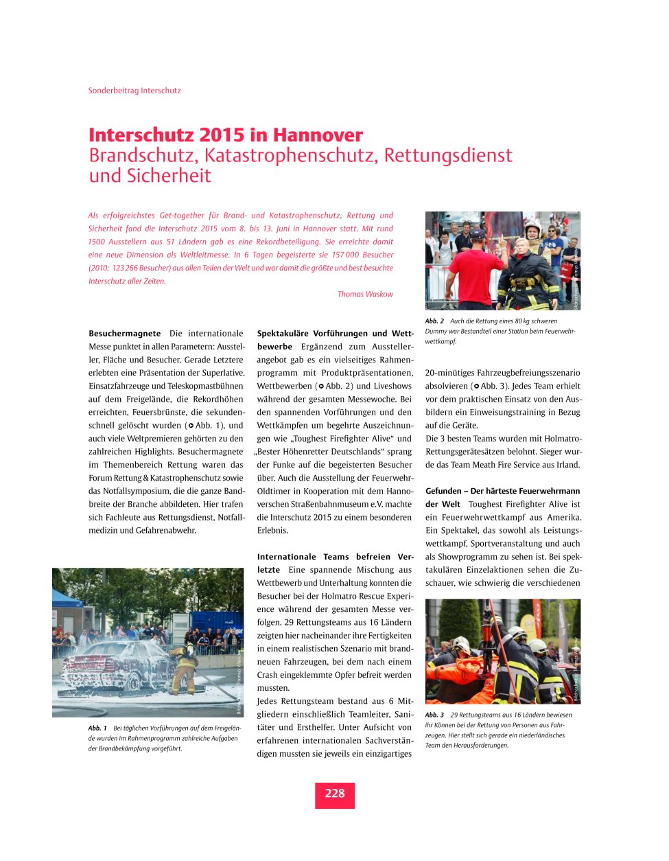 Vorschauseite 1: Interschutz 2015 in Hannover? Brandschutz, Katastrophenschutz, Rettungsdienst und Sicherheit
