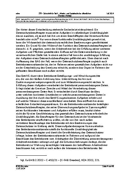 Vorschauseite 4: Die Rechtsprechung des Bundesarbeitsgerichts zum Betriebsverfassungsrecht im Jahre 2023