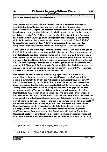 Vorschauseite 6: Die Rechtsprechung des Bundesarbeitsgerichts zum Betriebsverfassungsrecht im Jahre 2023