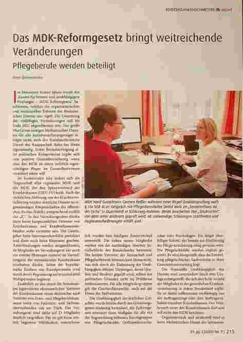 Vorschauseite 1: Das MDK-Reformgesetz bringt weitreichende Veränderungen. Pflegeberufe werden beteiligt.