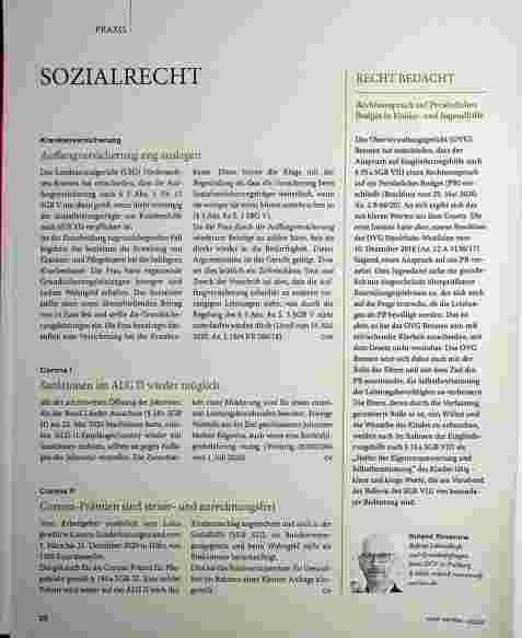 Vorschauseite 1: Krankenversicherung Auffangversicherung eng auslegen