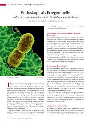 Vorschauseite 1: Endoskope als Erregerquelle Analyse eines Ausbruchs multiresistenter Klebsiella-pneumoniae-Stämme