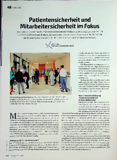 Vorschauseite 1: Patientensicherheit und Mitarbeitersicherheit im Fokus