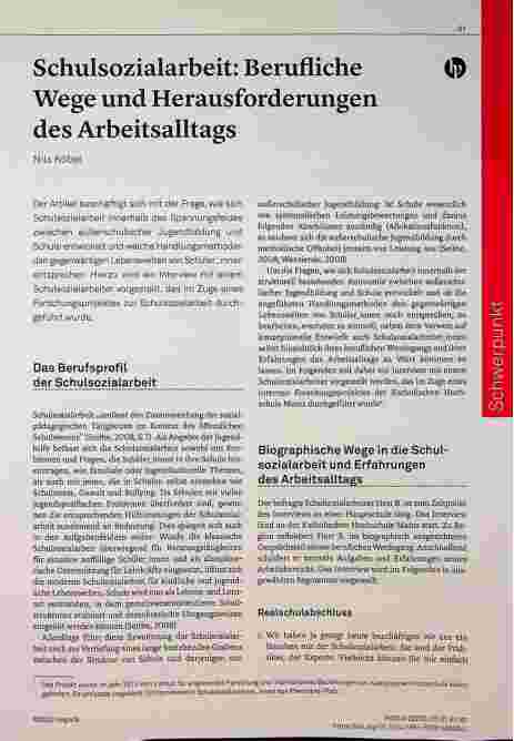 Vorschauseite 1: Schulsozialarbeit: Berufliche Wege und Herausforderungen des Arbeitsalltags