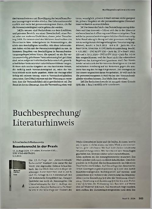 Vorschauseite 6: Personalvertretungsrechtliches Neutralitätsgebot im Zusammenhang mit Auslegung von Druckerzeugnissen