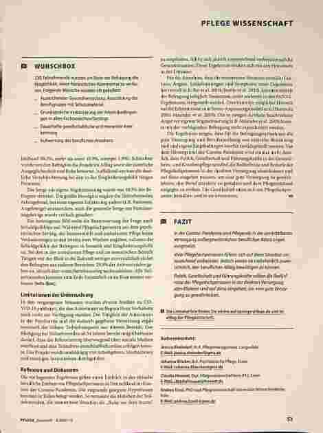 Vorschauseite 4: Wie erleben Pflegefachpersonen die Corona-Pandemie?