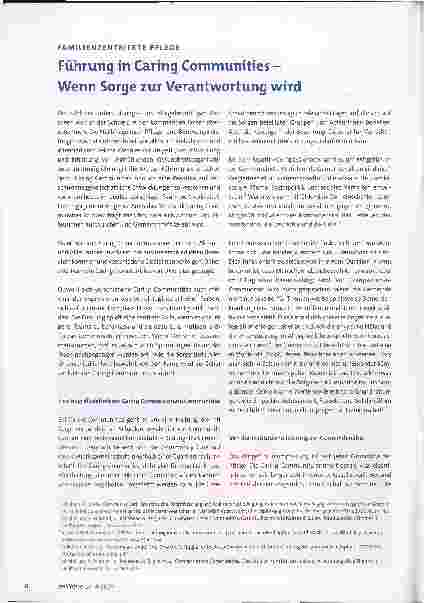 Vorschauseite 1: Führung in Caring Communities - Wenn Sorge zur Verantwortung wird
