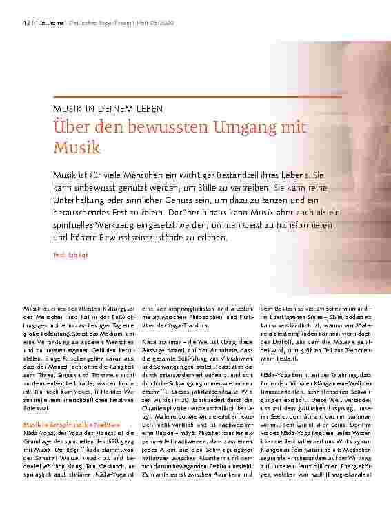 Vorschauseite 1: MUSIK IN DEINEM LEBEN Über den bewussten Umgang mit Musik
