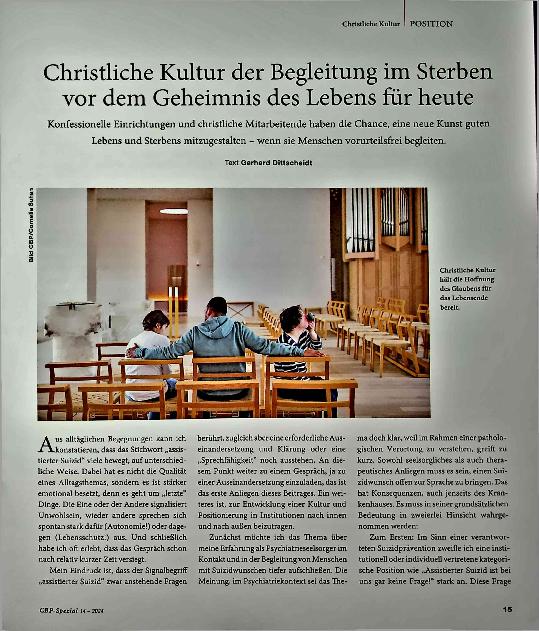 Vorschauseite 1: Christliche Kultur der Begleitung im Sterben vor dem Geheimnis des Lebens für heute.