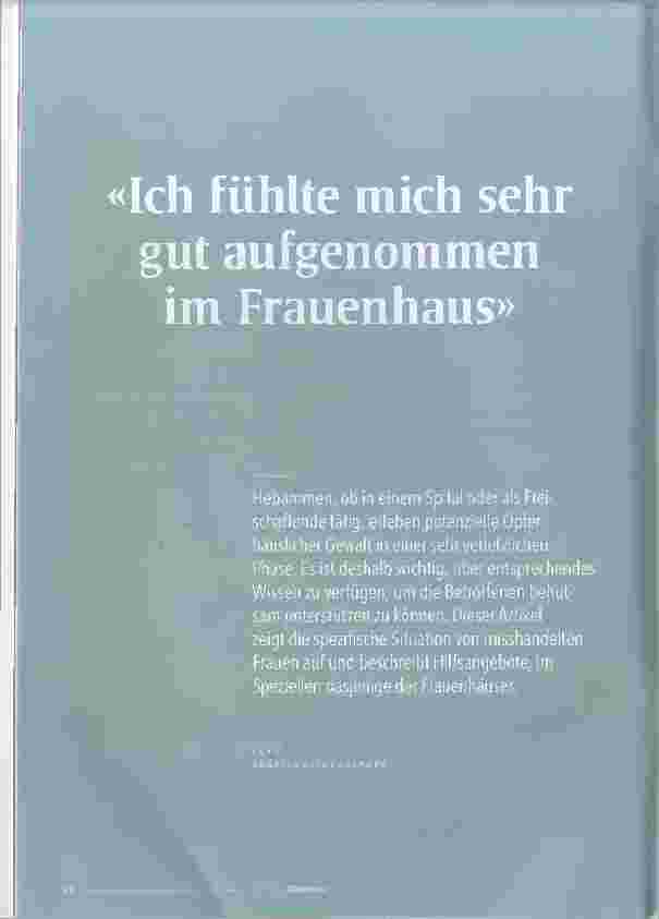Vorschauseite 1: "Ich fühlte mich sehr gut aufgenommen im Frauenhaus."