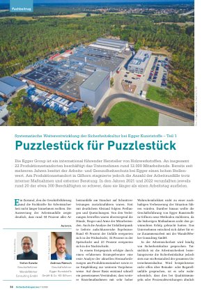 Vorschauseite 1: Systematische Weiterentwicklung der Sicherheitskultur bei Egger Kunststoffe – Teil 1 Puzzlestück für Puzzlestück