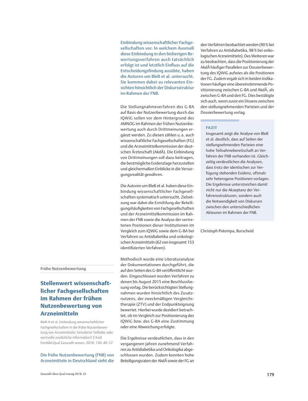 Vorschauseite 1: Frühe Nutzenbewertung ? Stellenwert wissenschaftlicher Fachgesellschaften im Rahmen der frühen Nutzenbewertung von Arzneimitteln