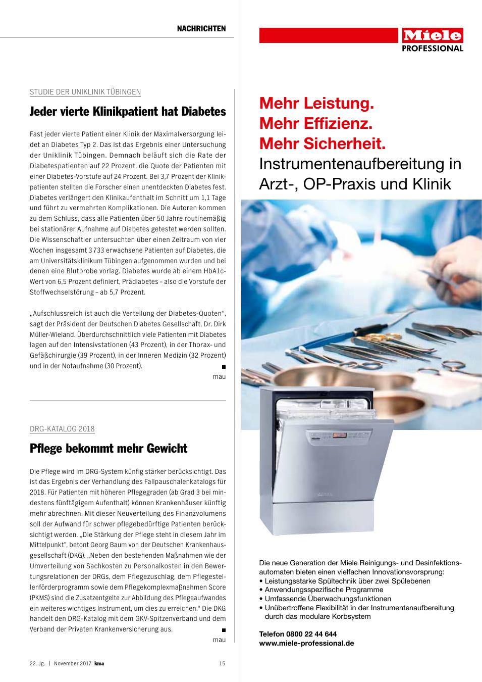 Vorschauseite 1: Studie der Uniklinik Tübingen: Jeder vierte Klinikpatient hat Diabetes