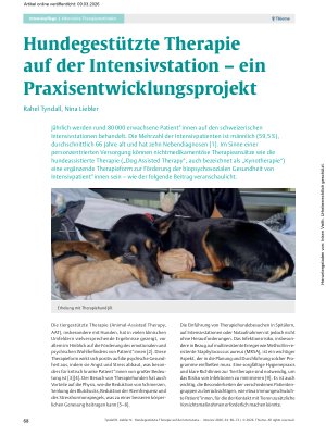 Vorschauseite 1: HunHundegestützte Therapie auf der Intensivstation – ein Praxisentwicklungsprojektdegestützte Therapie auf der Intensivstation – ein Praxisentwicklungsprojekt