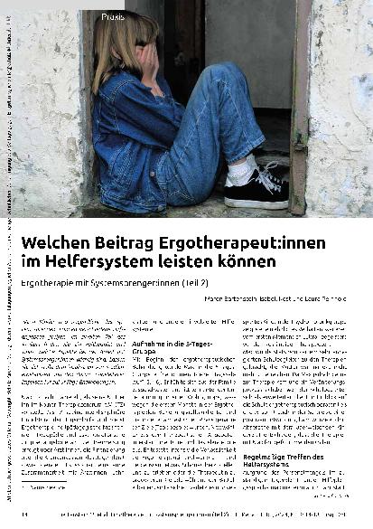 Vorschauseite 1: Welchen Beitrag Ergotherapeut:innen im Helfersystem leisten können: Ergotherapie mit Systemsprenger:innen (Teil 2)