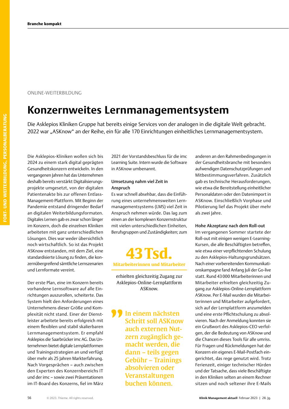 Vorschauseite 1: Online-Weiterbildung: Konzernweites Lernmanagementsystem