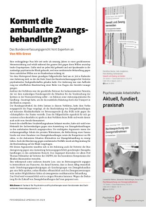 Vorschauseite 1: Kommt die ambulante Zwangsbehandlung?