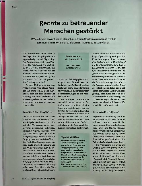Vorschauseite 1: Rechte zu betreuender Menschen gestärkt